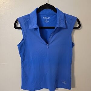 IBKUL 1/4 Zip Top Womens Blue Tennis Pickleball Golf Mock Blue UPF. Sz S